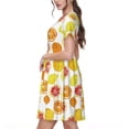 thumbnail image 2 of Lsque Lemon Orange Print Women's Casual Dress T-Shirt Summer Short Sleeve Scoop Neck Swing Dresses, 2 of 6