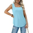 thumbnail image 5 of Yubnlvae Women's Square Neck Tank Top - 2025 Summer Vintage Style Sleeveless Blouse - Casual Breathable Cotton Vest (S-XXL) (Light blue | L), 5 of 5