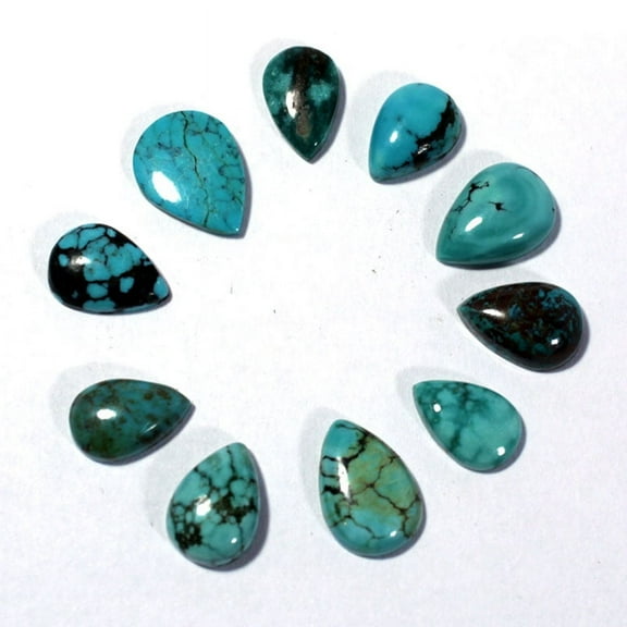 19.00Cts Natural Bisbee Turquoise Pear Cabochon Jewelry Gemstone 10pcs Lot