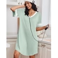 thumbnail image 2 of Ekouaer Nightgowns for Women Bamboo Viscose Nightgown Short Sleeve Sleep Shirts V Neck Nightshirt Soft Sleepwear, 2 of 6
