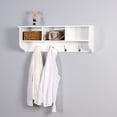 thumbnail image 2 of Newboti Furniture White Entryway Wall Mounted Coat Rack with 4 Dual Hooks Living Room Wooden Storage Shelf 11843, 2 of 6