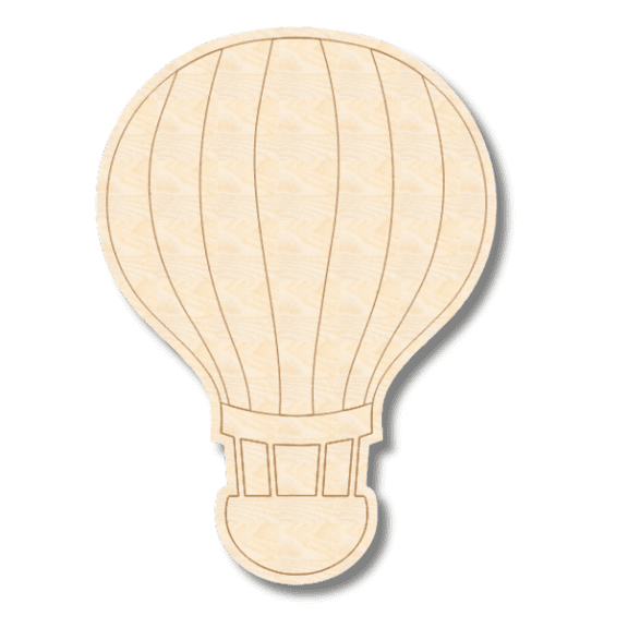 Unfinished Wood Etched Hot Air Balloon Shape | Paint By Line Crafts 7" / 1/8"