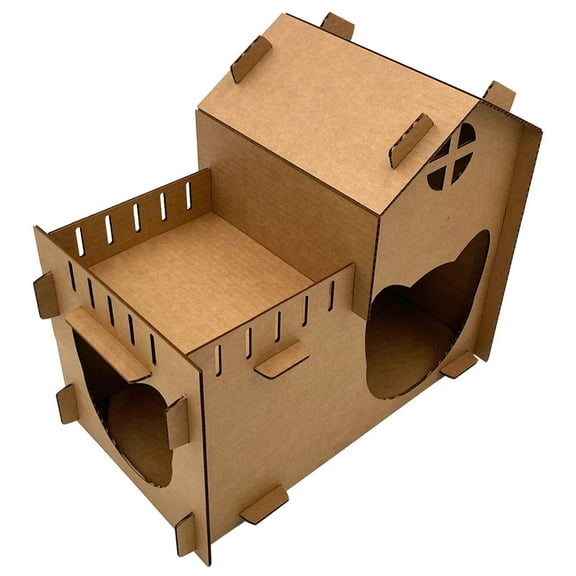 Cardboard Cat Homes Kitty House with 200 lb. test corrugated cardboard, Cat Playhouse for Indoor Cats, Gift For Cat Lovers