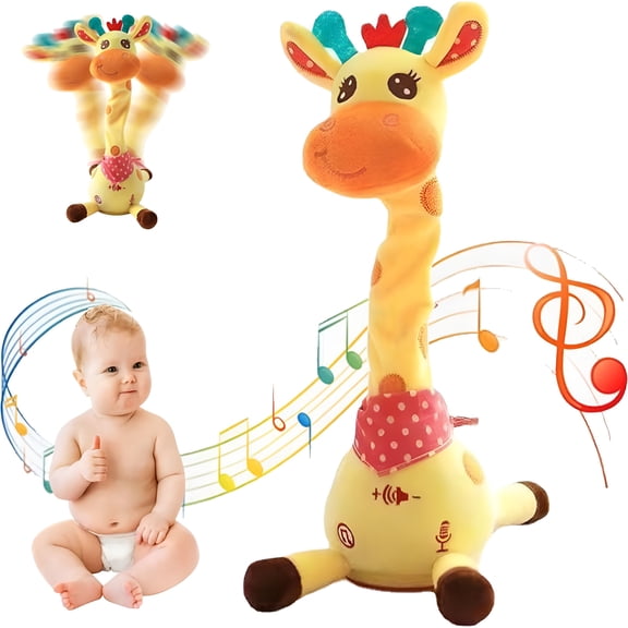 BESTSKY Dancing Talking Giraffe Toy, Singing Stuffed Animal with Neck Twists, Repeating Plush Educational Learning Gift for Toddlers