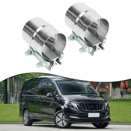 

2PCS 2.5 Stainless Steel Lap Joint Band Exhaust Clamp Sleeve Coupler