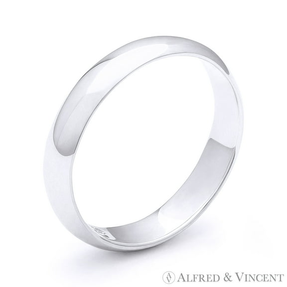 4mm Plain Dome Wedding Band in Plain Solid .925 Sterling Silver