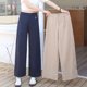 thumbnail image 3 of Nuevos Pantalones de Verano de Cintura Alta y Pierna Ancha para Mujer, Pantalones Caqui de Pierna Recta, Pantalones Sueltos Casuales, Cintura Elástica Trasera, Pantalones para Mujer, 3 of 9