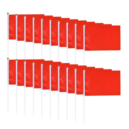 

100pcs Handheld Square Flags Solid Color Mini Flag Party Supplies Party Celebration Flags (Red)