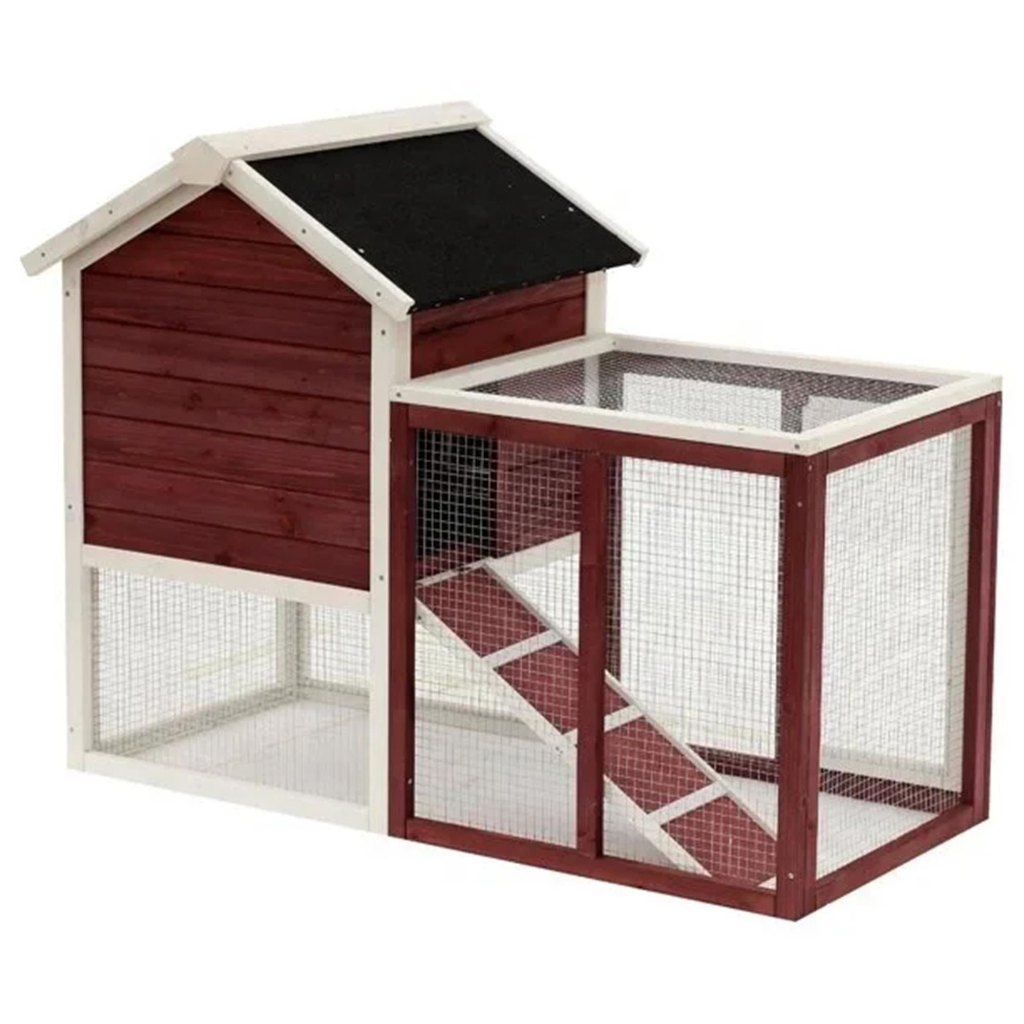 Kadyn 48" Wood 2 Tier Chicken Coop Habitat, Rabbit Hutch for Outdoors, Indoor Guinea Pig Coop Pet House with Stairs, Brown Kadyn 48" Wood 2 Tier Chicken Coop Habitat, Rabbit Hutch for Outdoors, Indoor Guinea Pig Coop Pet House with Stairs, Brown