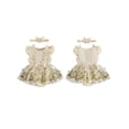 thumbnail image 2 of Loicainy Infant Baby Girl Romper Dress 3 6 9 12 21 Months Floral Embroidery Butterfly Decor Fly Sleeve Crew Neck Skirt Hem Infant Bodysuits Jumpsuits with Headband, 2 of 9