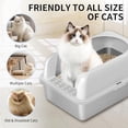 thumbnail image 4 of Stainless Steel Cat Litter Box with Lid High Wall Sides Enclosure, Non-Sticky, Anti-Leakage, Easy Cleaning, with Cat Mat & Metal Scoop, 19.6" L x 14" W x 12" H, 4 of 7
