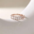 thumbnail image 3 of vylahjewellery Brilliant Emerald Cut Diamond Half Eternity Ring for Women 14K Vermeil Yellow Gold Moissanite Wedding Band Stackable Promise Ring, 3 of 8