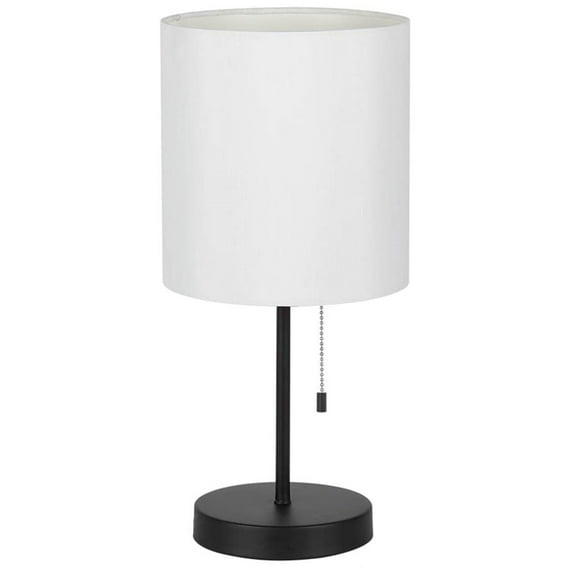 Oumilen Black Modern Desk Lamp with White Fabric Lamp Shade (Without Bulb)
