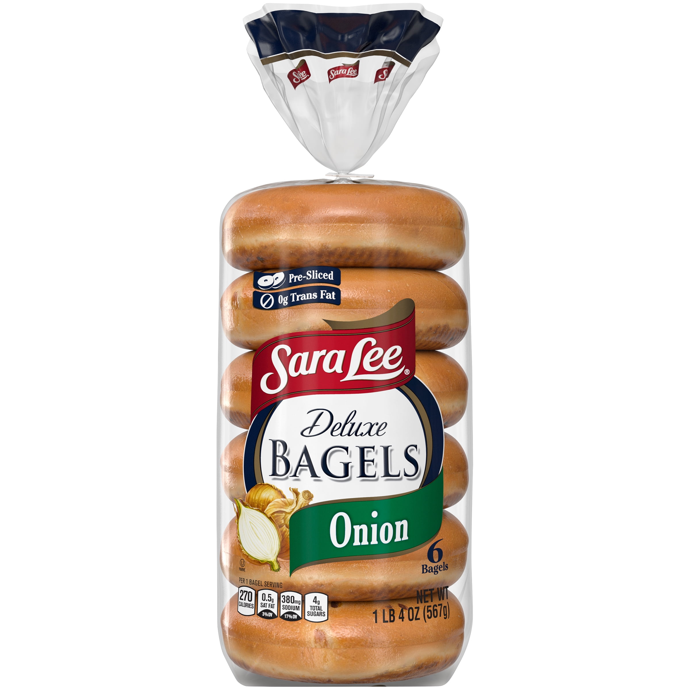 Sara Lee Onion Delux Bagel, 6 count, 20 oz