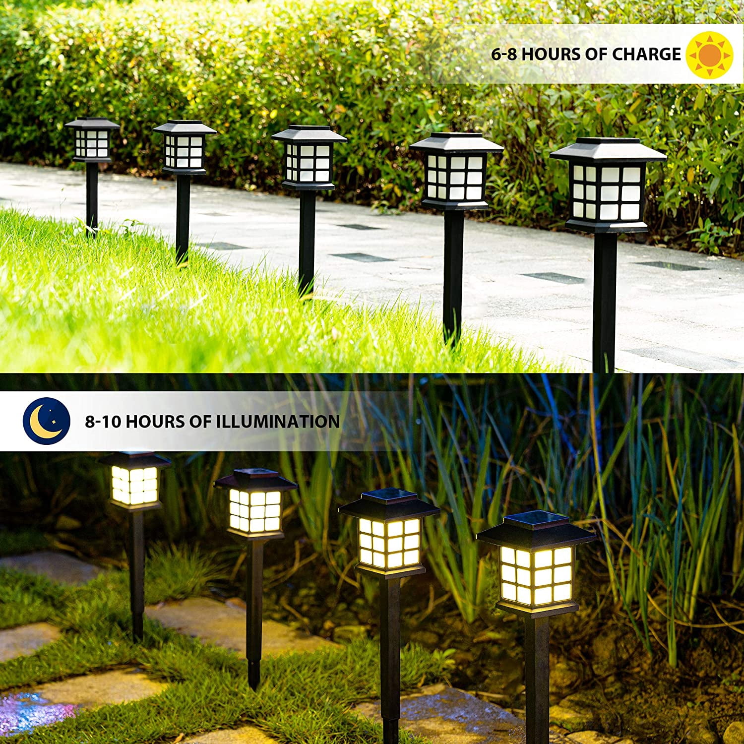 12 Pieces Solar Lights Outdoor Garden Path Lights, Wireless House Path Lights For Yard Patio Driveway Paving, Warm White