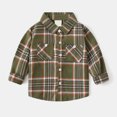thumbnail image 2 of Toddler Boys Long Sleeve Shirts Plaid Fashion Casual Boys Shirts With Pockets Button Down Sweatshirts Fall Winter Kids Clothing Green 5-6 Years, 2 of 3