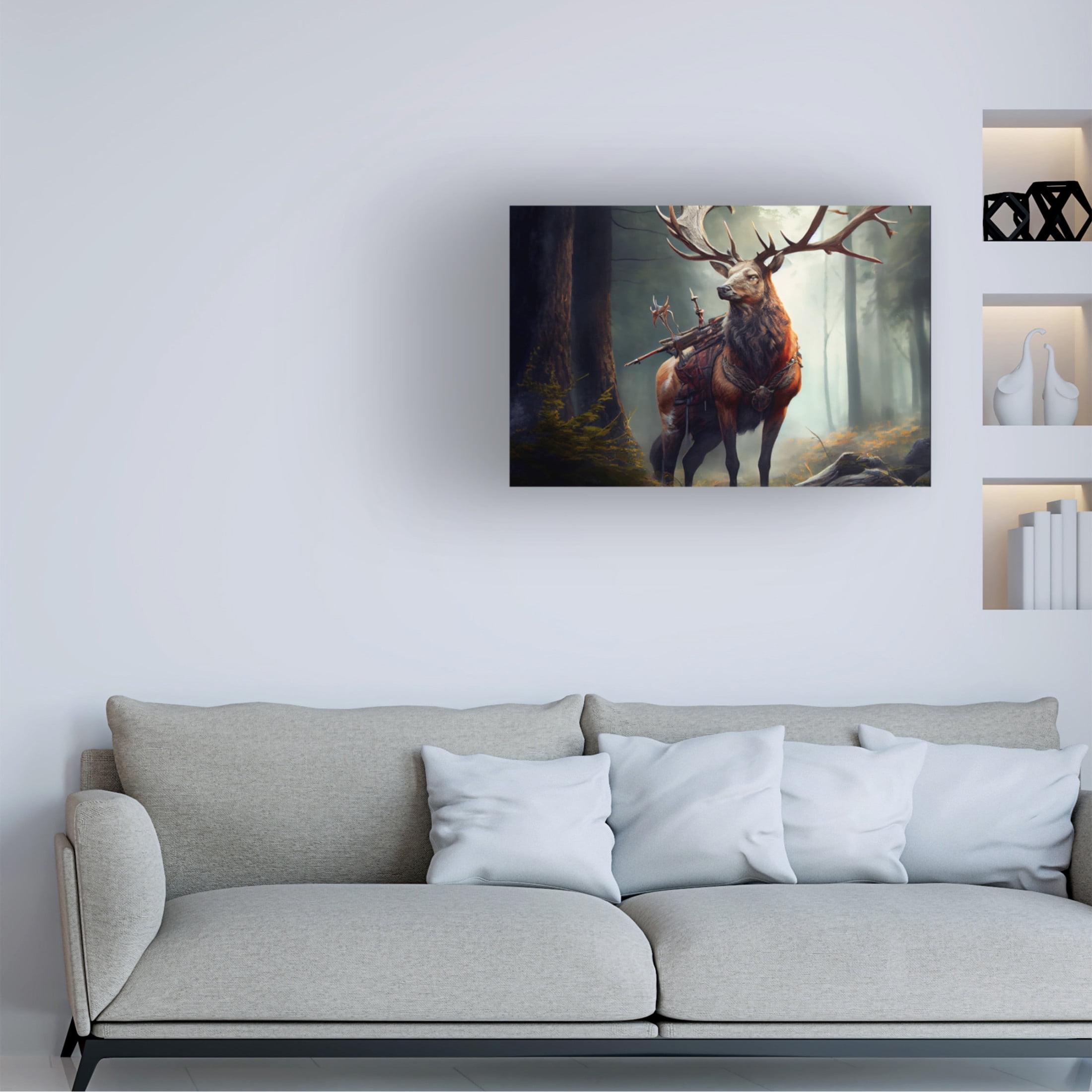 Canvas Wall Art - Sasha 'Warrior Deer II' Wall Art for Living Room, Bedroom, or Office Décor by Trademark Fine Art - 19 x 12 Inches