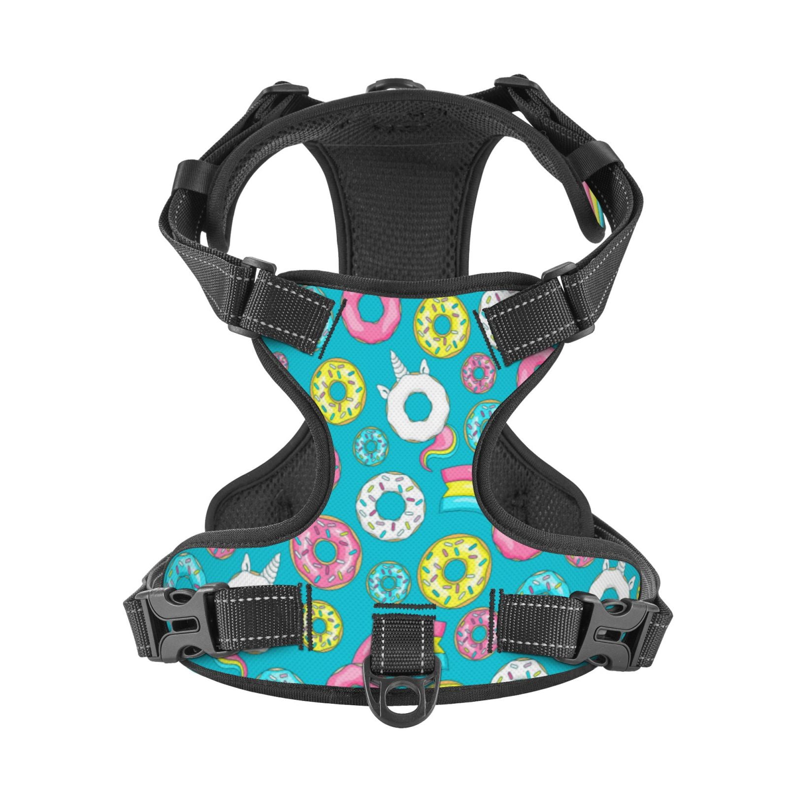 Picia Donut No-Pull Dog Harness Reflective Front Clip Vest with Handle,Step-in Air Dog Harness,Adjustable 2 Metal Rings 4 Buckles,Easy to Put on & Take Off Medium