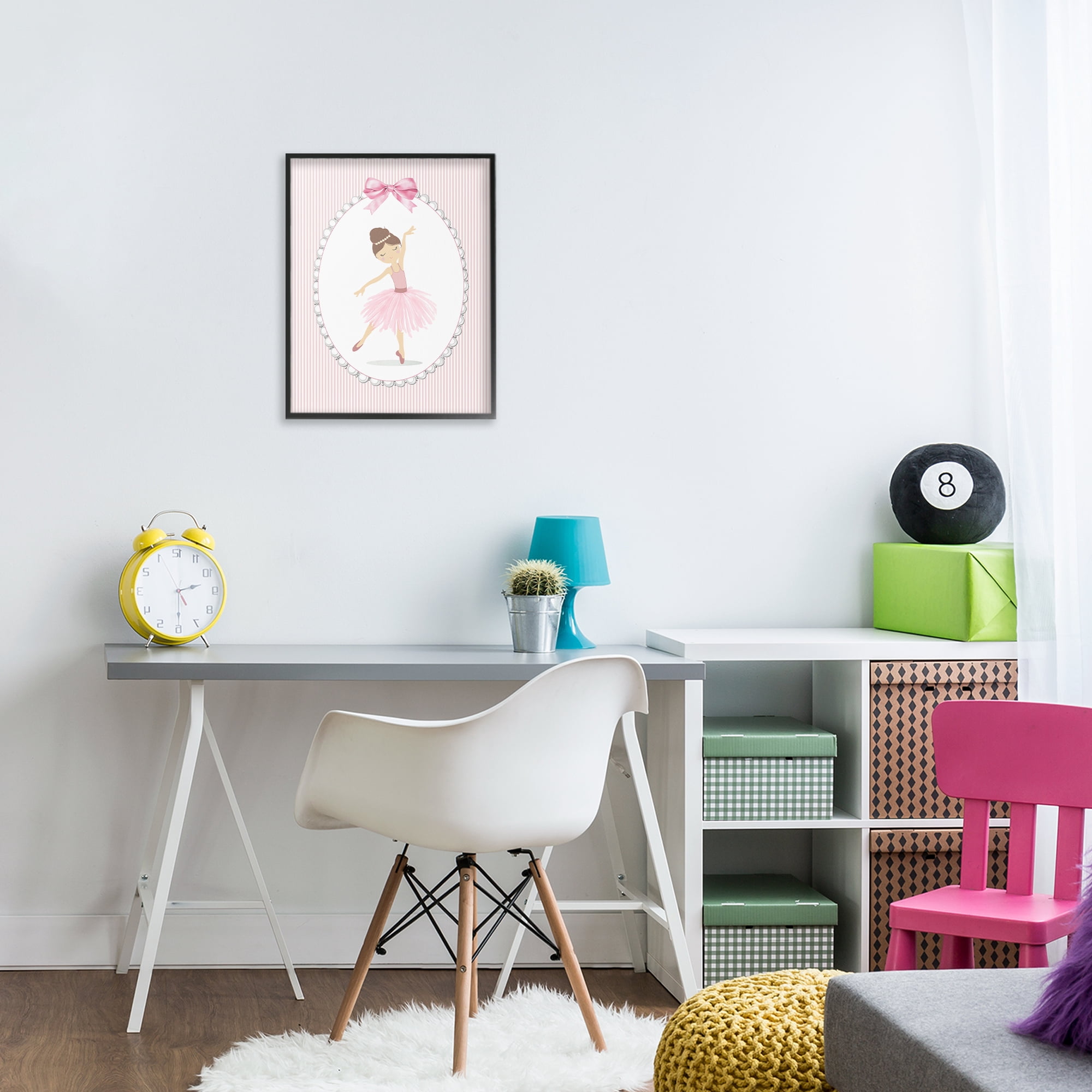 Stupell Industries Delicate Dance on Stripes Black Framed Giclee Art, design by Christine Simpson Art
