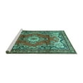 thumbnail image 2 of Ahgly Company Machine Washable Indoor Rectangle Medallion Turquoise Blue Traditional Area Rugs, 7' x 10', 2 of 4