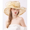 thumbnail image 3 of Women's Organza Church Hat- Fascinator Bridal Floral Tea Party Wedding Hat, Flower Wide Brim Sun Hat, 3 of 6