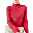 thumbnail image 4 of Dwralegc 2025 Sweaters for Women Turtleneck Sweaters Wool Jumper Knit Pullover Soft Cozy Long Sleeve Fall Winter Sweater Red XL, 4 of 6