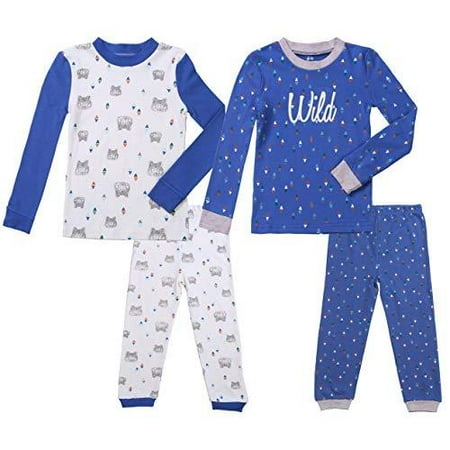 Asher & Olivia Boys Pajamas 4 Pc Cotton Pjs Set for Baby Toddler Little Kids