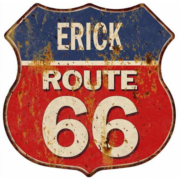 ERICK Route 66 Sign Shield Metal Gift Man Cave Red 211110005164