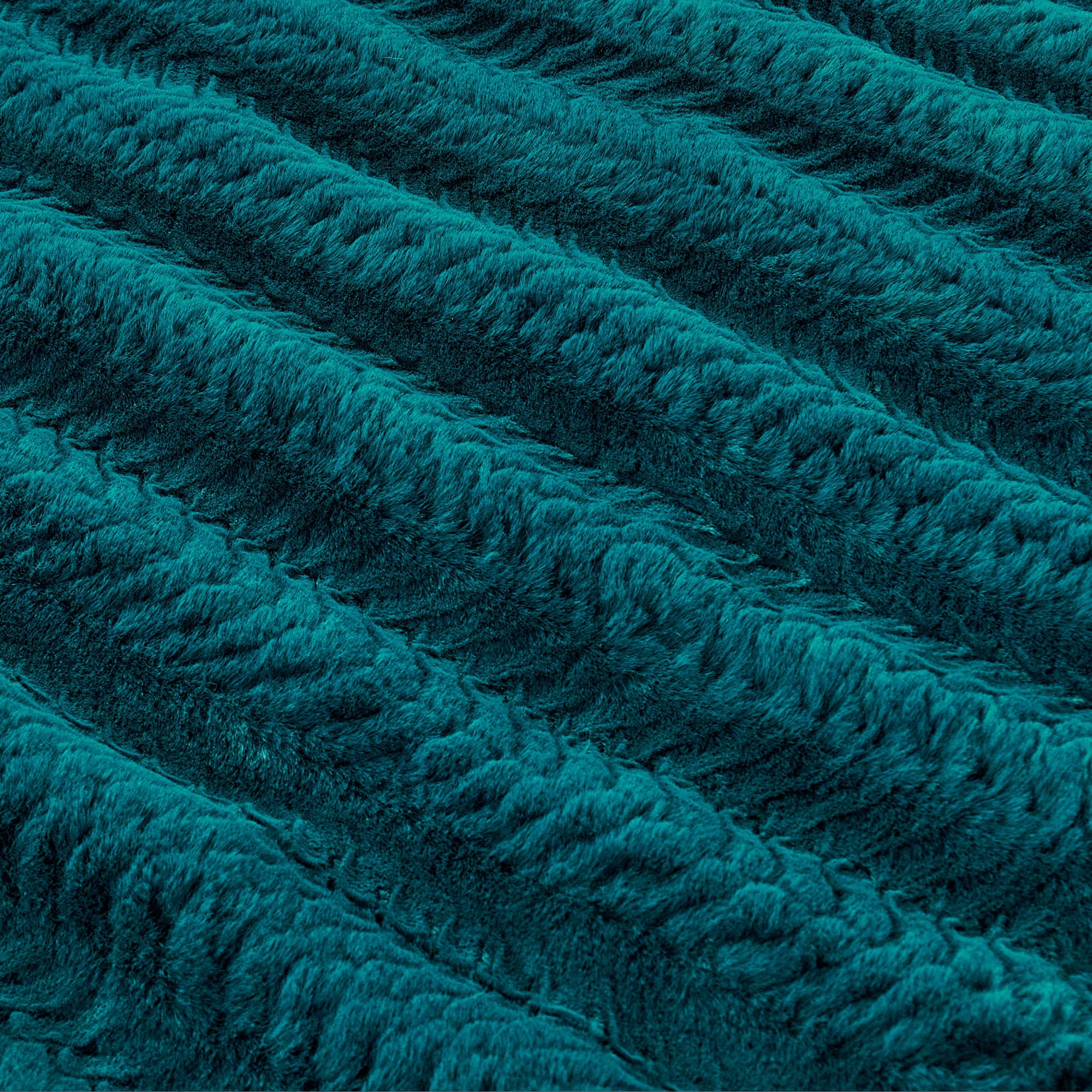 Home Soft Things Tread Pattern Faux Fur Throw Blanket with Micromink Back, Luxury Soft Cozy Plush Fluffy Fuzzy Reversible Thick Warm Throw Blanket, 50x60 inches, Teal