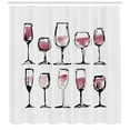 thumbnail image 3 of Ambesonne Alcohol Shower Curtain, Sketch Wine Glasses, 69"Wx75"L, Dried Rose White, 3 of 3