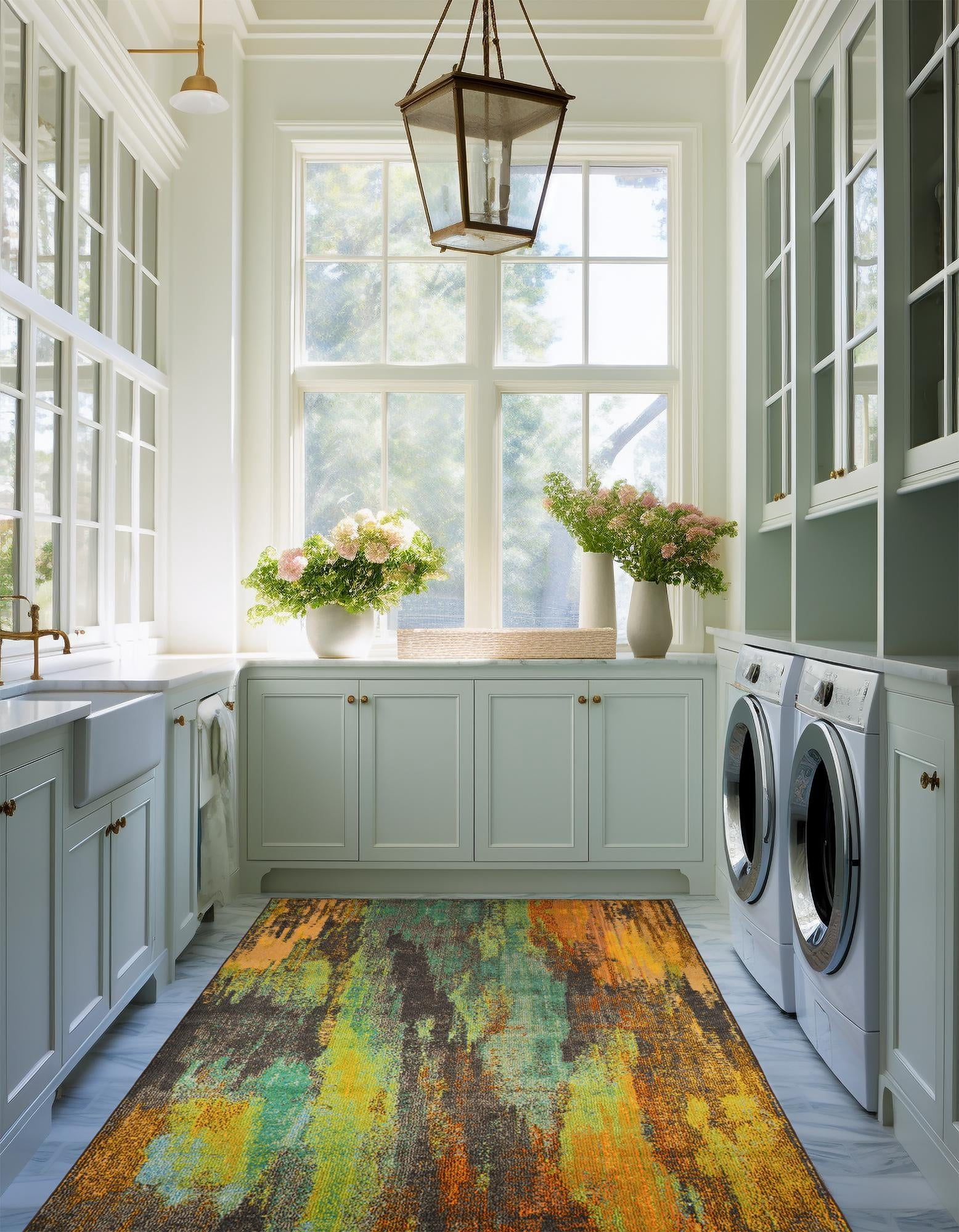 Unique Loom Jardin Collection Area Rug - Lilly (10' x 13' 1" Rectangle Multi/Beige)