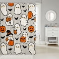 thumbnail image 2 of Manfei Cartoon Halloween Shower Curtain 72Wx72L,Spooky Ghost Bat Bathroom Curtain, 2 of 5