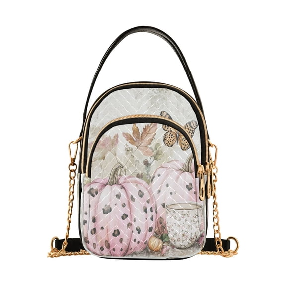 Cross Body Fashion Shoulder Waist Purse Bags Pink Pumpkins and Butterfly Delight Pocket Handbags