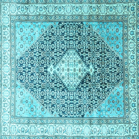Ahgly Company Indoor Square Persian Light Blue Traditional Area Rugs, 5' Square
