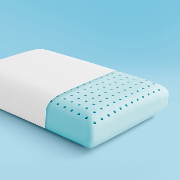 SLEEP ZONE Cooling Memory Foam Pillow Medium Firm Support for Back, Stomach and Side Sleepers (White, Standard, 1 Pack)