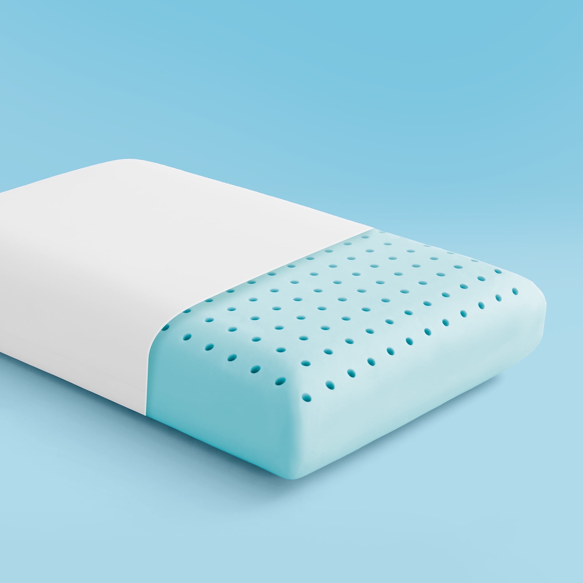 SLEEP ZONE Cooling Memory Foam Pillow Medium Firm Support for Back, Stomach and Side Sleepers (White, Standard, 1 Pack)