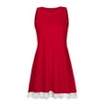 thumbnail image 3 of WIZUTIZ Casual Summer Dresses for Women Baggy Casual Mini Dress Solid Shift Dress Round Neck Sleeveless Shift Dress for Women's Lace Trim with Pockets Plus Date Dress Red M, 3 of 3