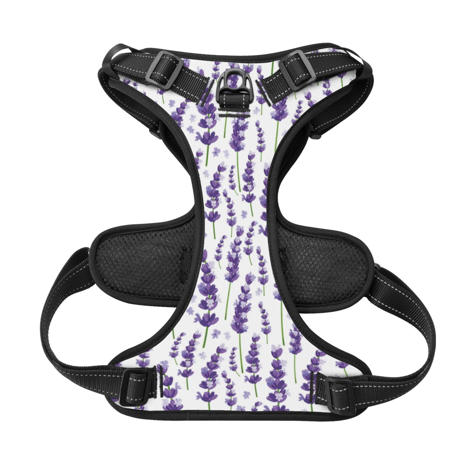 Kdxio Lavender Flowers Print No Pull Dog Harness Adjustable Reflective Oxford Easy Control Medium Large Dog Harness for Training and Everyday-Medium