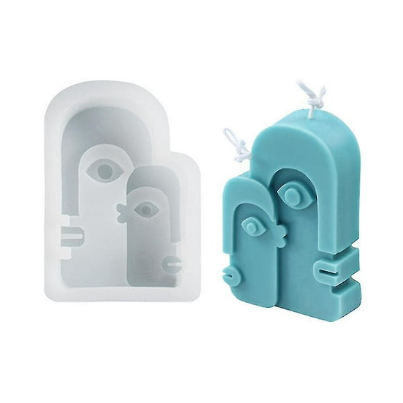 Abstract Art Human Face Candle Mold, Candle Molds For Candle Making, Silicone Stereo Mold Double-sided Abstract Face