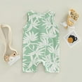 thumbnail image 3 of StylesILove Infant Baby Boys Girls Leaf Print Sleeveless Cotton Romper Unisex Toddler Tropical Jumpsuit Casual Summer Outfit (6 Months, Green), 3 of 6