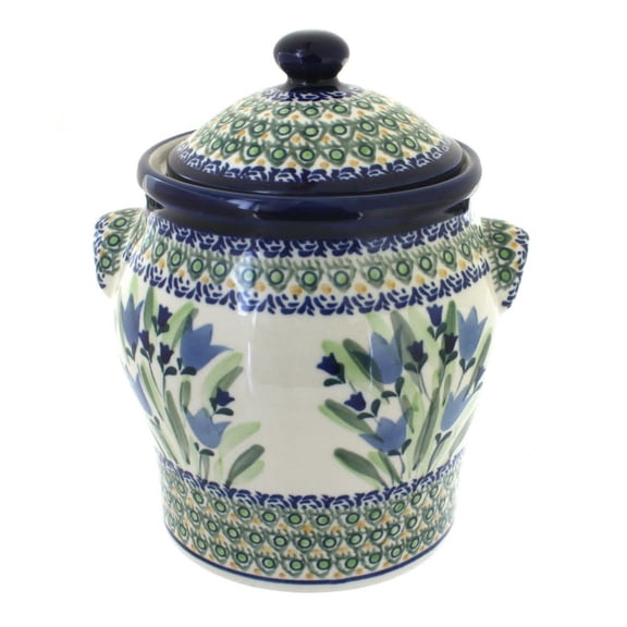 Blue Rose Polish Pottery Blue Tulip Large Canister