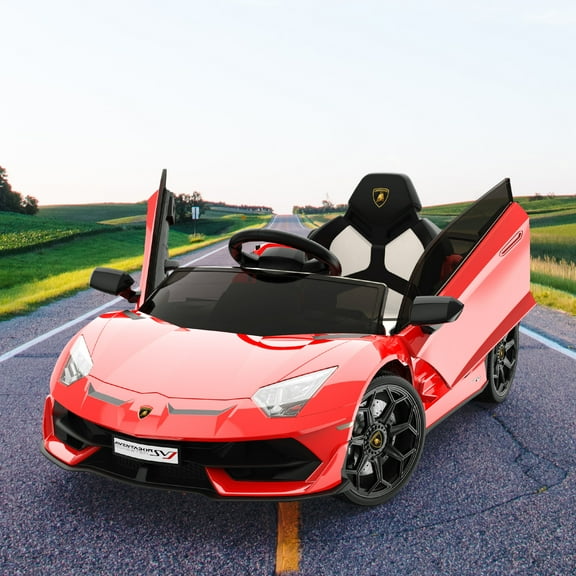 Yesfashion 12V Kids Ride on Car (Lamborghini License) Ride on Toys Electric Vehicles Ride on Toys Battery Powered Sports Car for 3 Age 