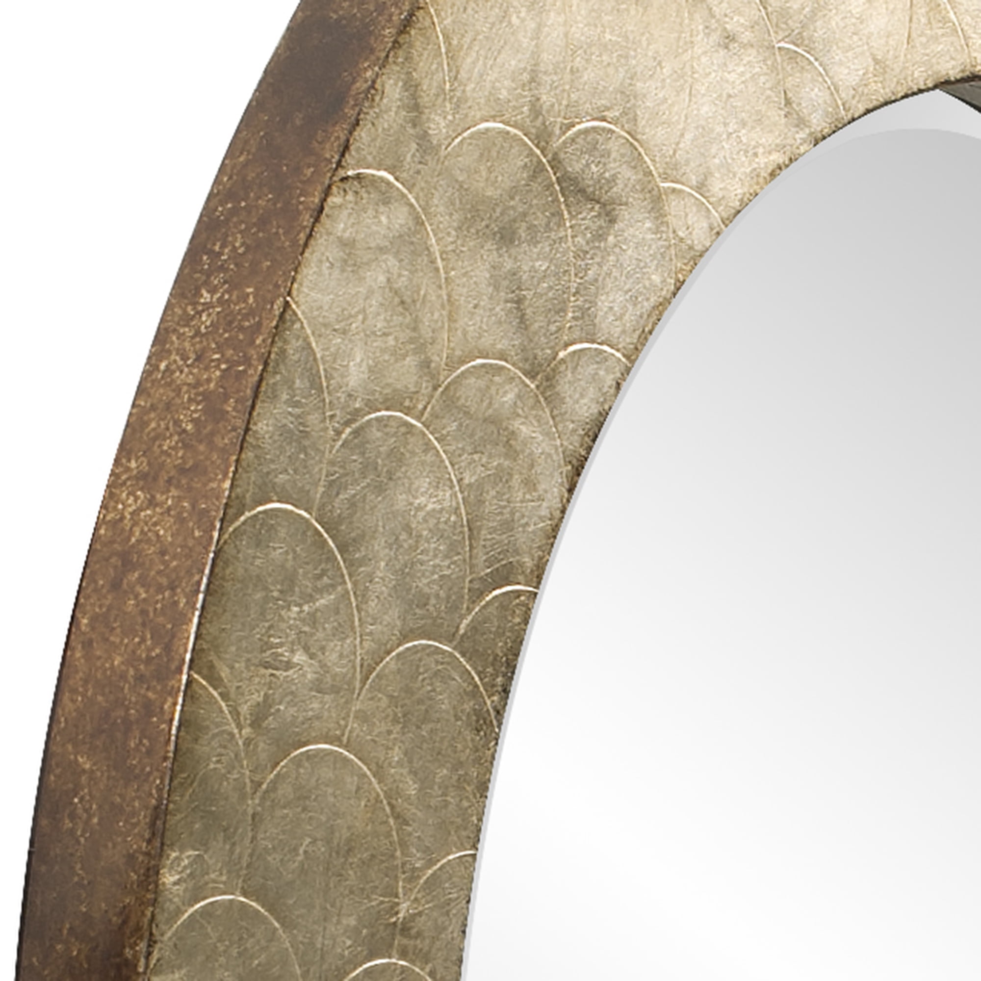 Tyler Dillon Round Wood Framed Textured Metal Wall Mirror - 36"D