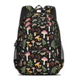 thumbnail image 2 of Mushroom and Moth Black Pattern Backpack for School, Cute School Bag with Adjustable Shoulder Straps and Padded Back, 16.9"x12.6"x5.9", 2 of 4