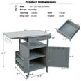 thumbnail image 3 of Bellemave 40.5" Outdoor Grill Cart with Stainless Steel Top Solid Wood Outdoor Rolling Kitchen Island with Drop Leaf, Drawer and Rack Mobile Serving Cart for Patio, Yard, Gray Blue + Style 3, 3 of 11