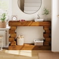 thumbnail image 3 of CQSXDA Geometric Block Stacked Wood Console Table in Warm Natural Finish for Living Room, Entryway or Hallway Decor, 3 of 12