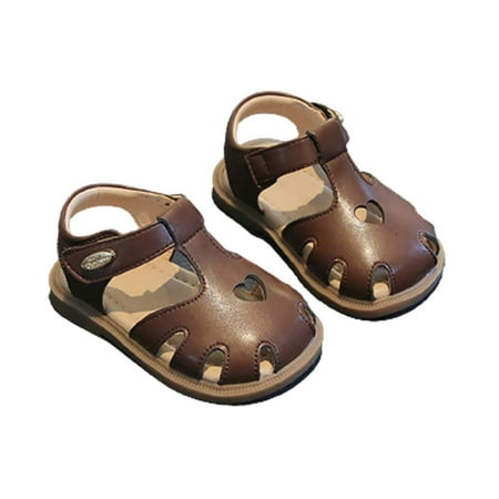 

Celiean Summer New Solid Color Soft Bottom Lightweight Breathable Non Children s Cute Beach Sandals Brown 9-12M
