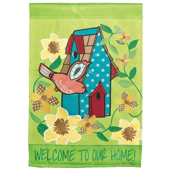 Magnolia Gardens M011360 13 x 18 in. Double Applique Welcome to Our Home Polyester Garden Flag