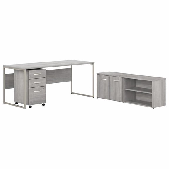 Hybrid 72W Desk with Storage and Drawers in Platinum Gray - Engineered Wood