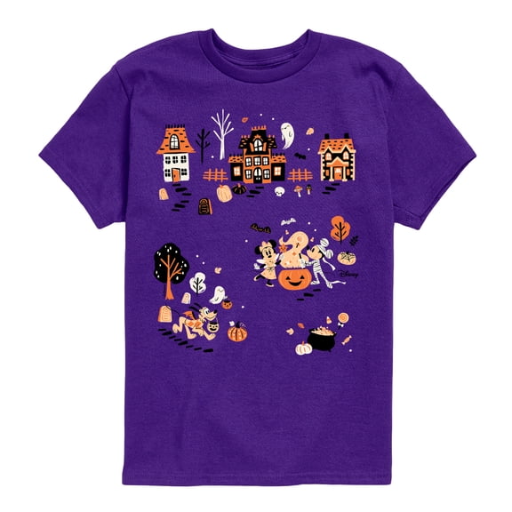 Disney - Mickey and Minnie Halloween - Youth Boys Short Sleeve Graphic T-Shirt